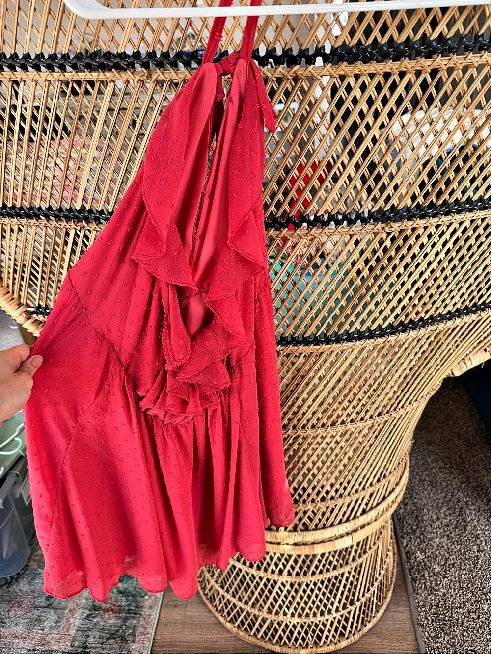 Ruffle Mini Dress in Red Size Small